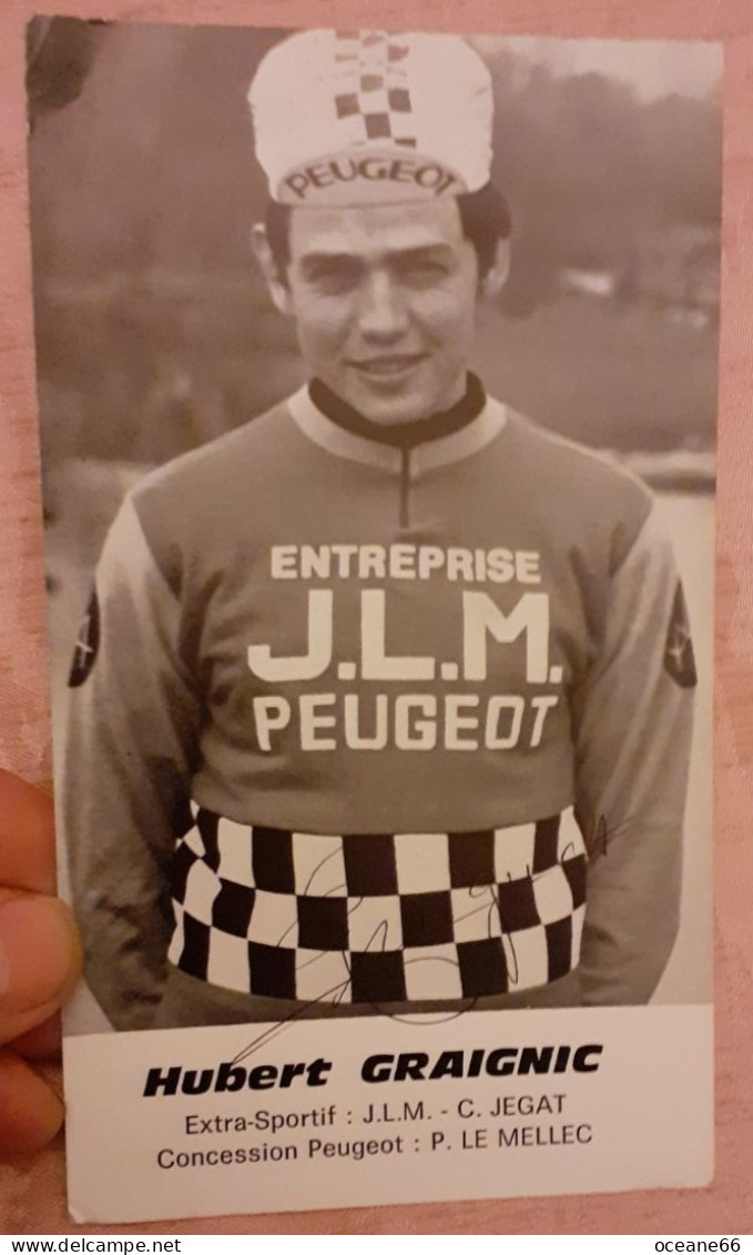 Autographe Hubert Graignic JLM Peugeot Format 11 X 18,5 Cm - Ciclismo