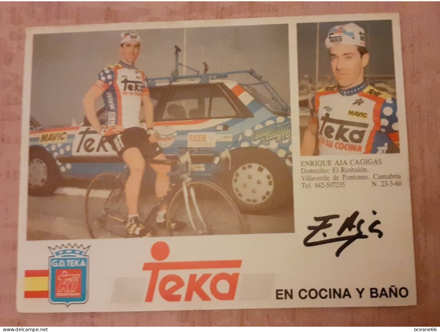 Autographe Enrique Aja Cagigas Teka Format 12 X 16 Cm - Cyclisme