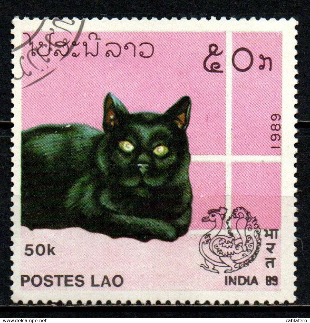 LAOS - 1989 - GATTO NERO - CAT - USATO - Laos