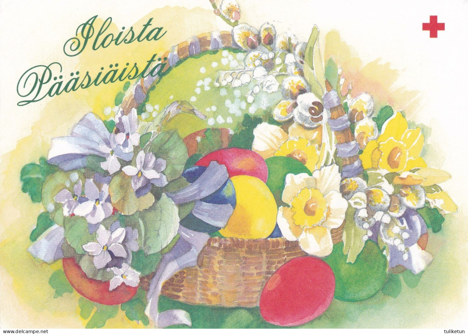 Postal Stationery - Easter Flowers And Eggs In The Basket - Red Cross 1999 - Suomi Finland - Postage Paid - Postwaardestukken