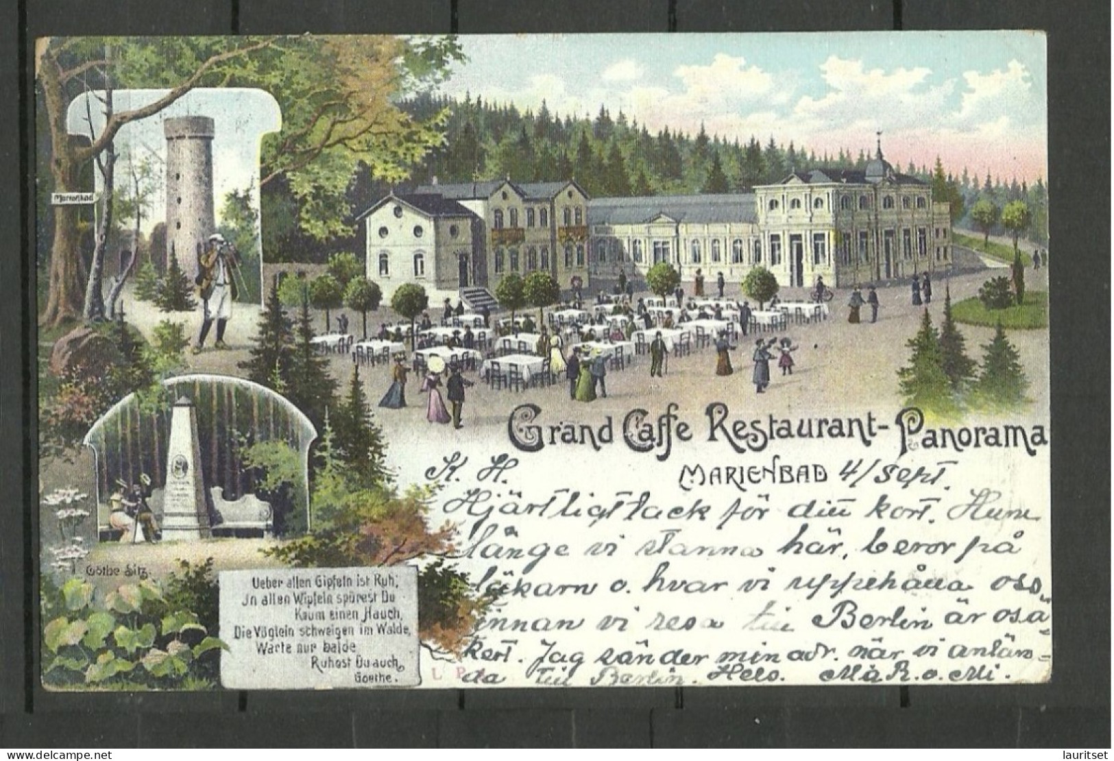 AUSTRIA Österreich Czhecia Grand Caffe Restaurant Panorama MARIENBAD Mariánské Lázně O 1905, Sent To Finland - Tchéquie