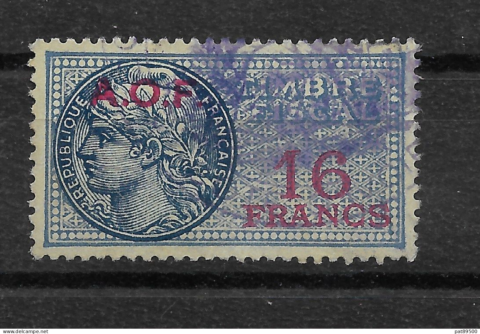 A.O.F.  - Timbre Fiscal Français Surchargé En Rouge Façiale De 16 Francs Oblitéré //   LOT B // - Used Stamps