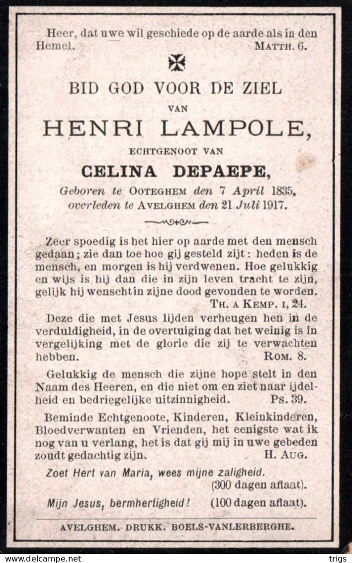 Henri Lampole (1835-1917) - Devotieprenten