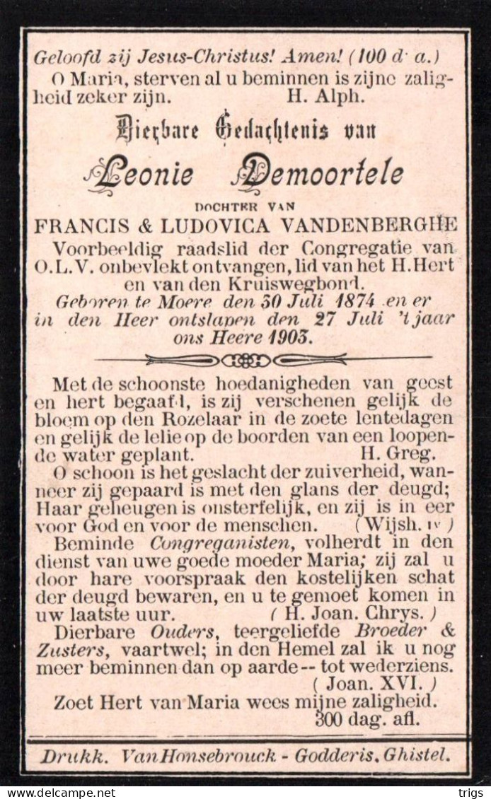 Leonie Demoortele (1874-1903) - Devotieprenten