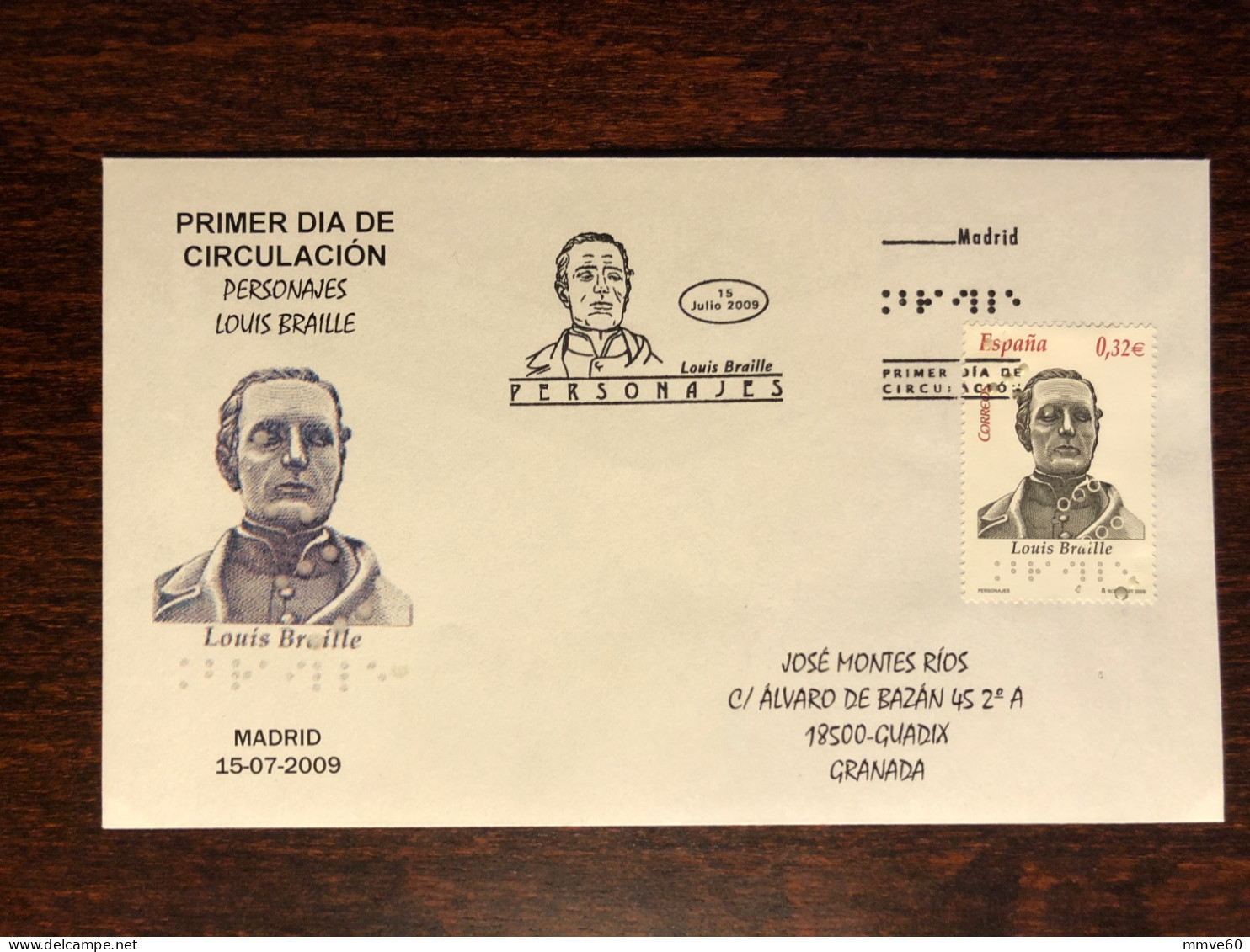 SPAIN FDC COVER 2009 YEAR BRAILLE BLIND BLINDNESS HEALTH MEDICINE STAMPS - FDC