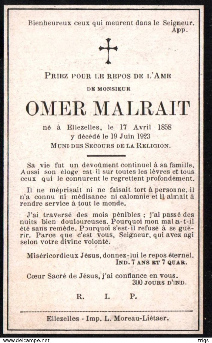 Omer Malrait (1858-1923) - Devotieprenten
