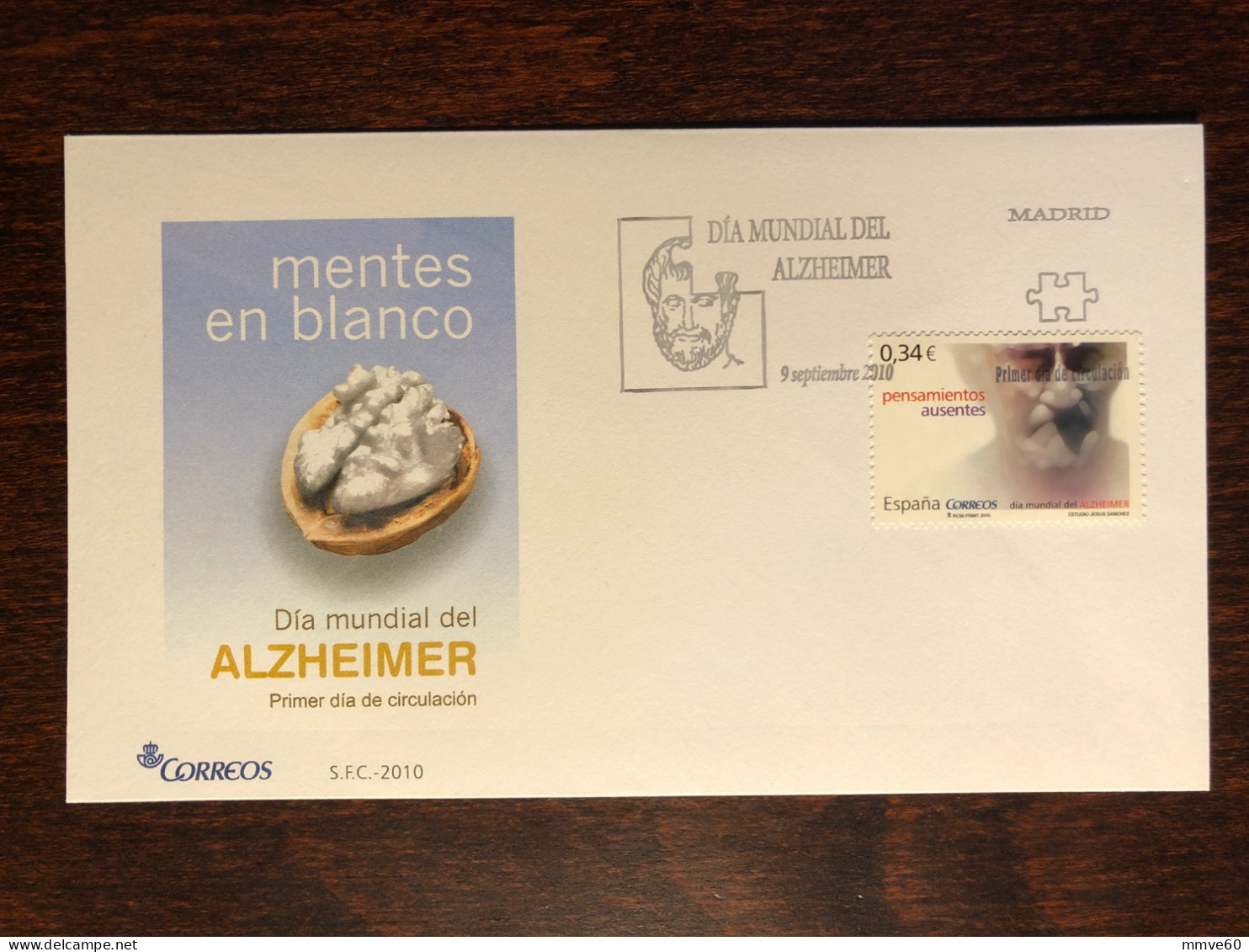 SPAIN FDC COVER 2010 YEAR ALZHEIMER HEALTH MEDICINE STAMPS - FDC