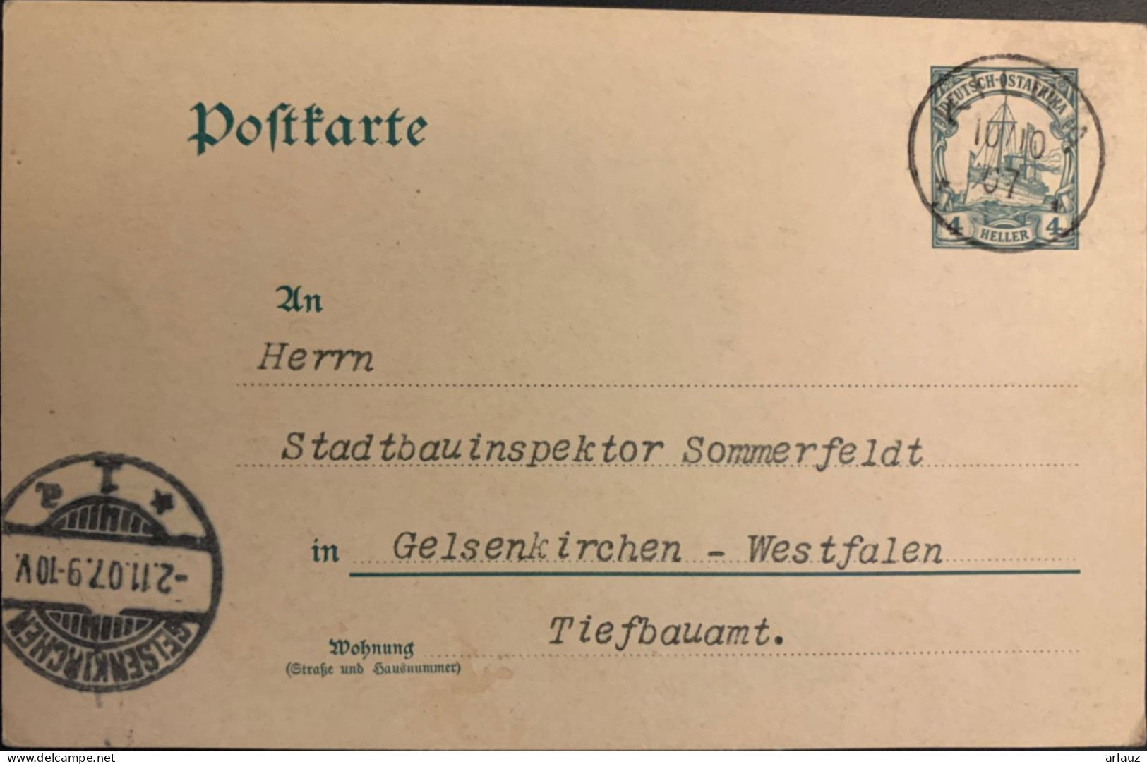 D.O.A. DEUTSCH OSTAFRIKA.Colonie Allemande.1905.Entier Postal.Michel P18.Pblitéré.KILWA.24C26 - German East Africa