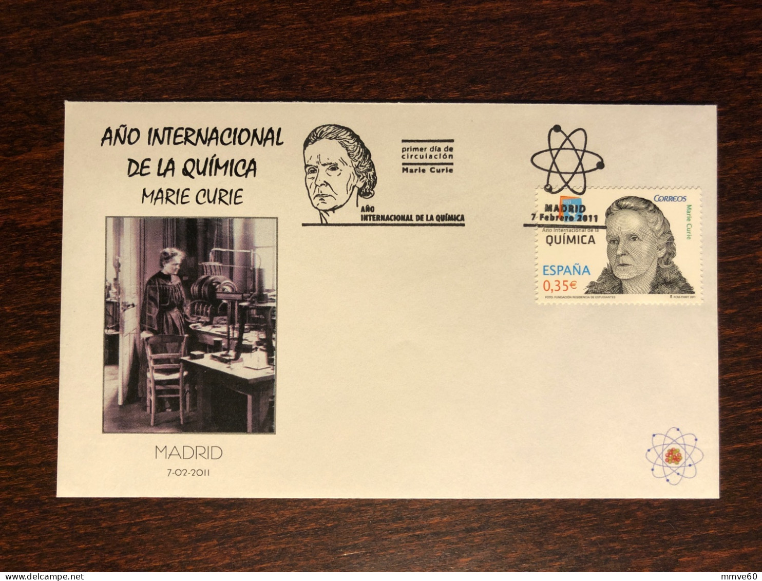 SPAIN FDC COVER 2011 YEAR CURIE RADIOLOGY HEALTH MEDICINE STAMPS - FDC
