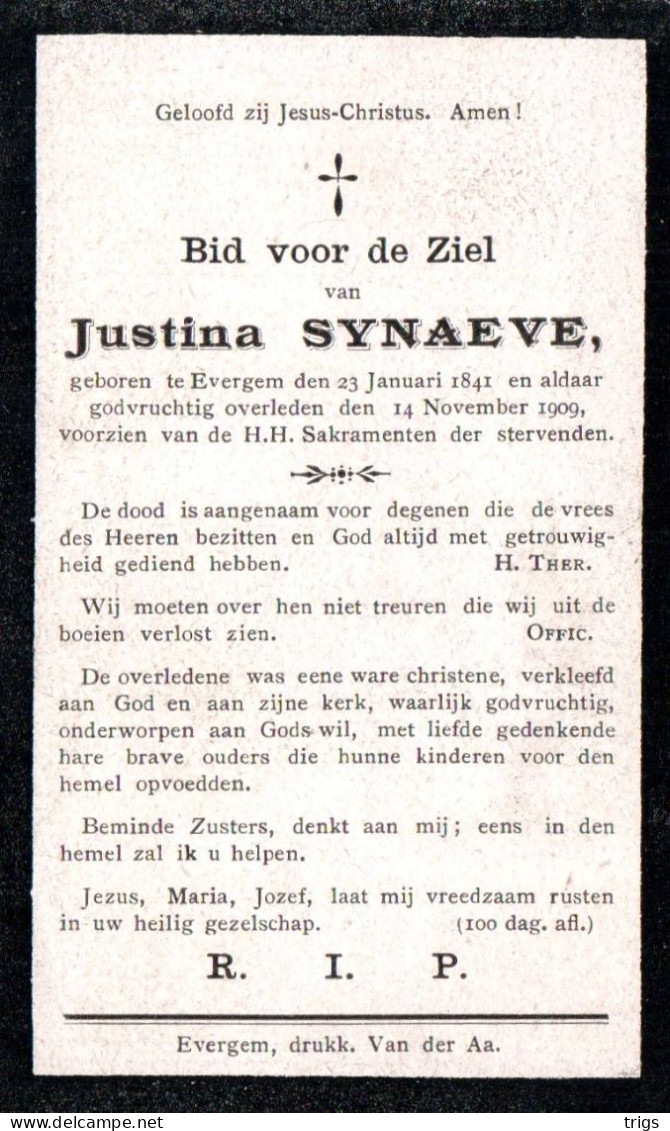 Justina Synaeve (1841-1909) - Images Religieuses