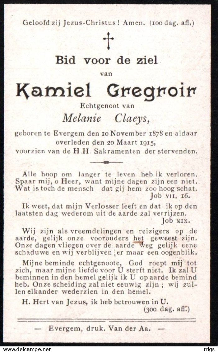 Kamiel Gregroir (1878-1915) - Devotieprenten