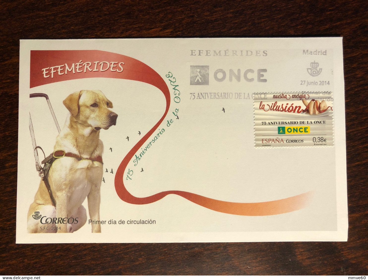 SPAIN FDC COVER 2014 YEAR BLIND BLINDNESS DOGS HEALTH MEDICINE STAMPS - FDC