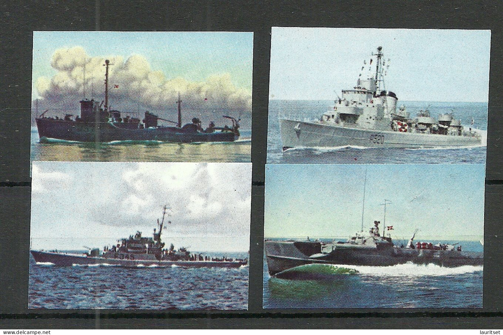 DENMARK 4 Vignettes Poster Stamp - War Ships Schiffe * NB! One Stamp Has A Thin Spot - Schiffe