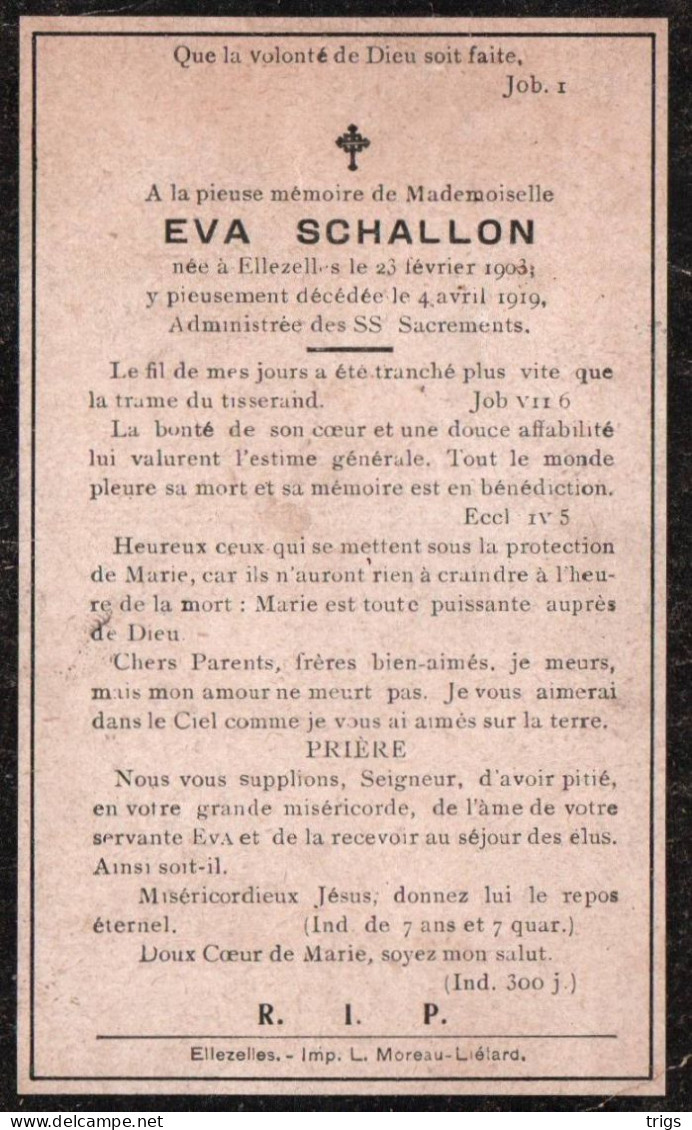 Eva Schallon (1903-1919) - Devotieprenten