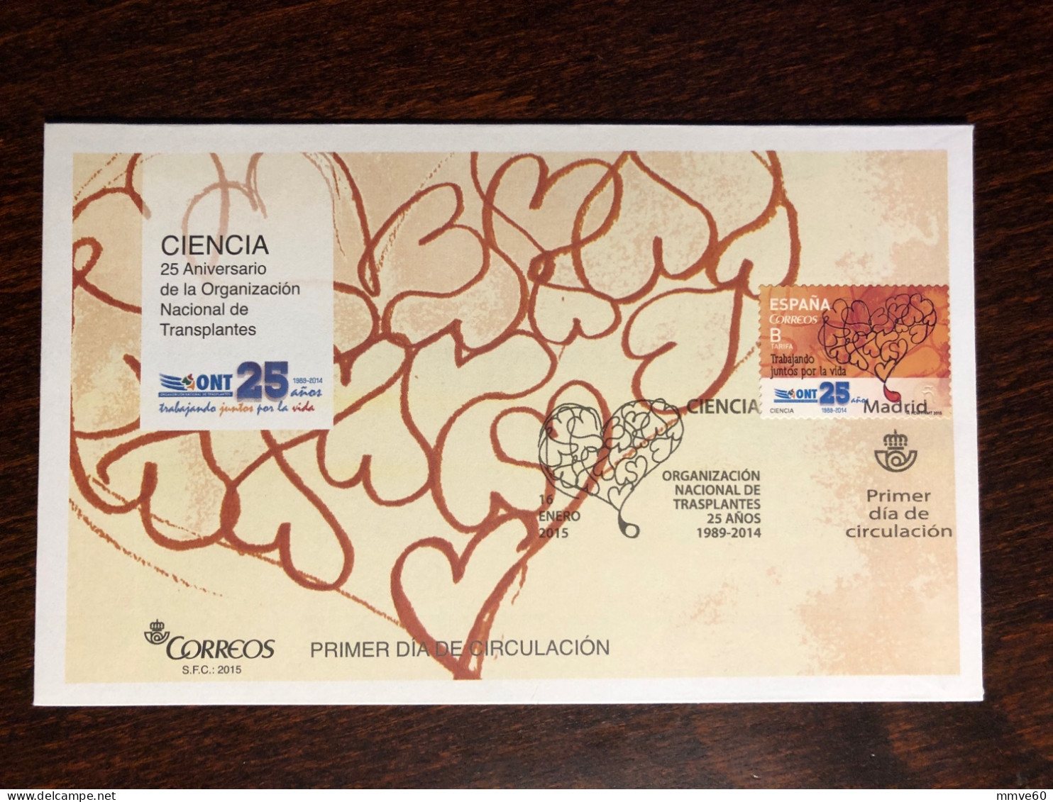 SPAIN FDC COVER 2015 YEAR ORGAN DONATION TRANSPLANTATION HEALTH MEDICINE STAMPS - FDC