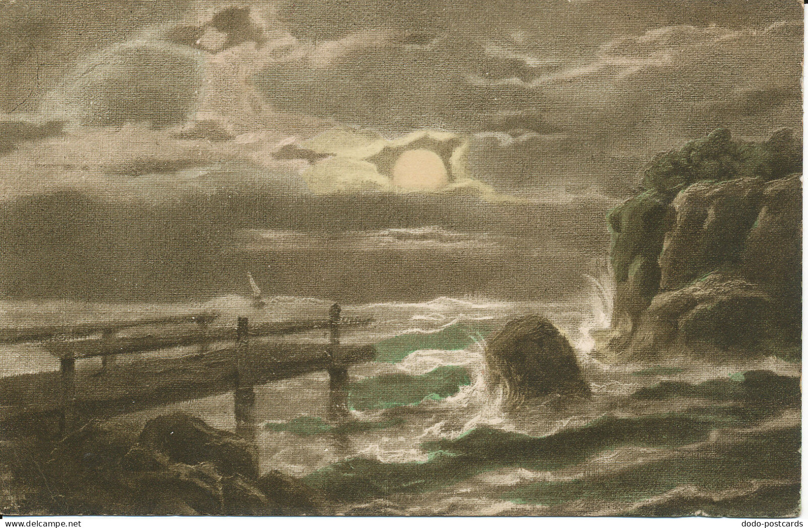 PC44159 Old Postcard. Moonlight And Rough Sea. Carlton. 1913 - Monde