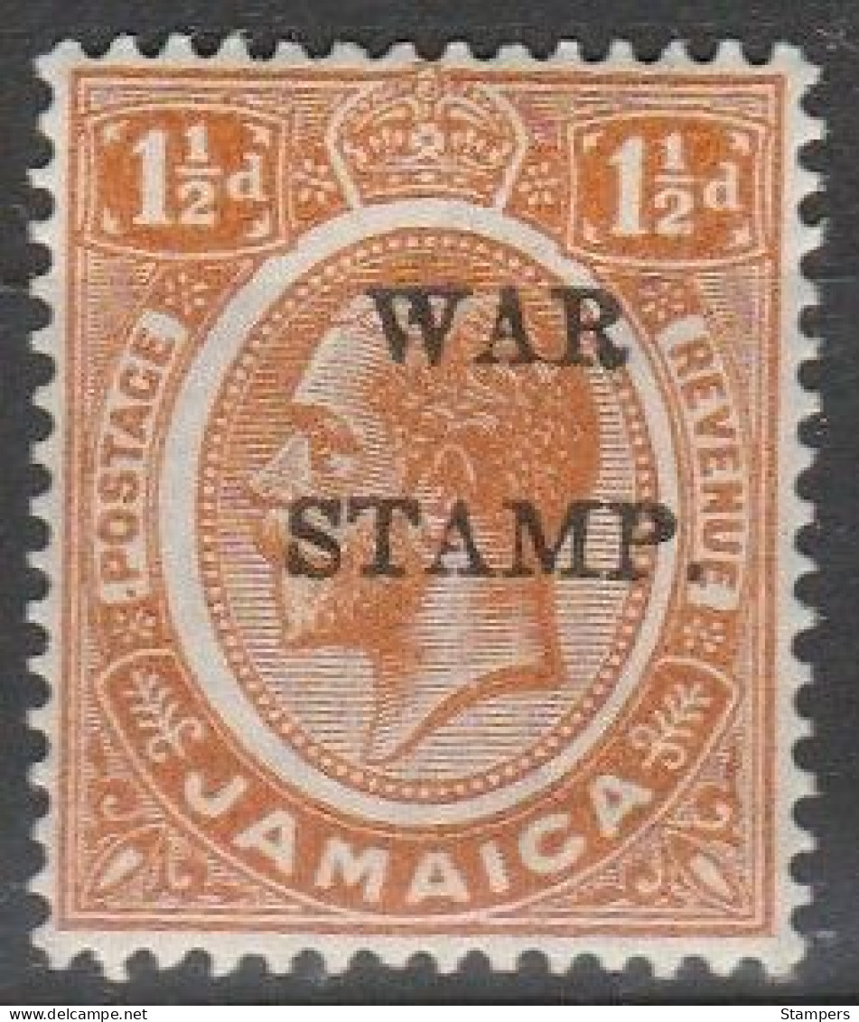 .1917 Jamaica 1.1/2d Definitive O/W WAR STAMP SG 74 U/Mint - Jamaïque (...-1961)