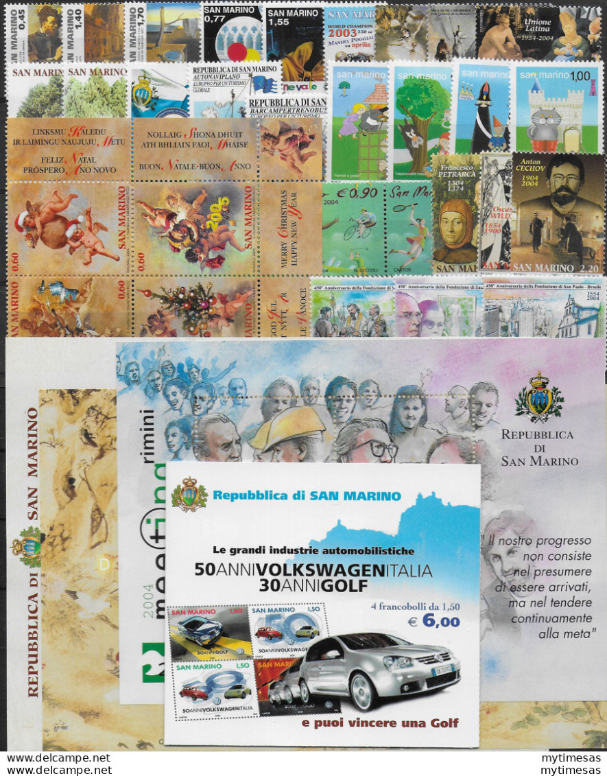 2004 San Marino Annata Completa 32v+3MS+1LB MNH - Other & Unclassified