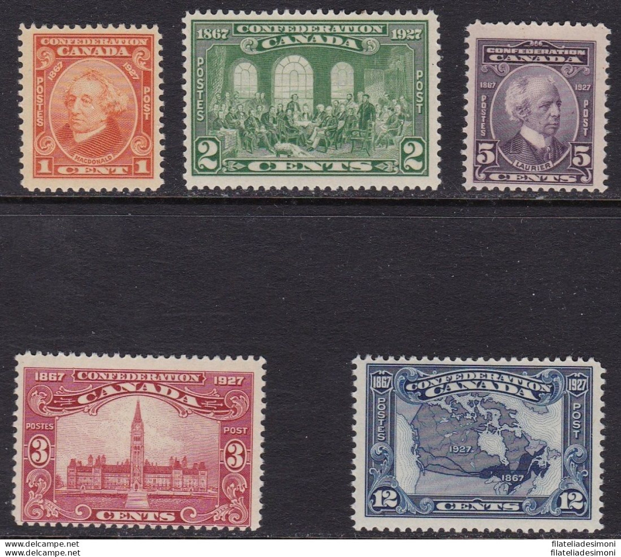 1927 CANADA - SG 266/270 60. Confederazione 5 Valori MNH/** - Autres & Non Classés