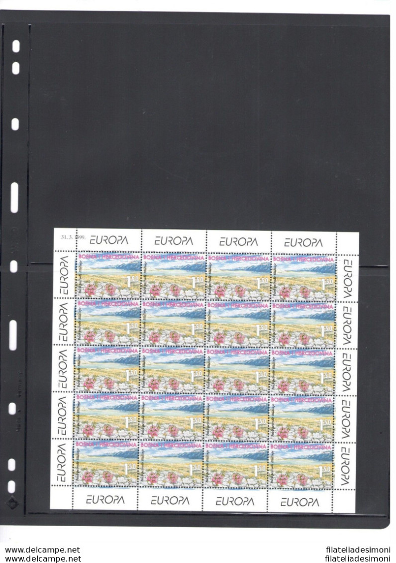 1999 EUROPA CEPT Bosnia Herzegovia Croata 1 Minifogli Da 20 Valori MNH** - Otros & Sin Clasificación