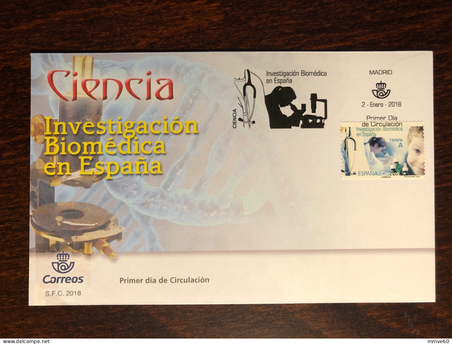 SPAIN FDC COVER 2018 YEAR BIOMEDICAL GENETICS DNA HEALTH MEDICINE STAMPS - FDC