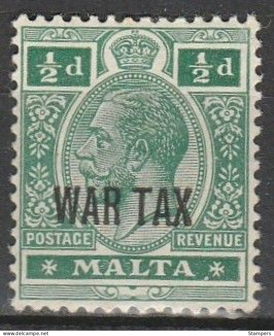 .1917 Malta 1/2d Definitive O/W WAR STAMP SG 92 L/M/Mint - Malta (...-1964)