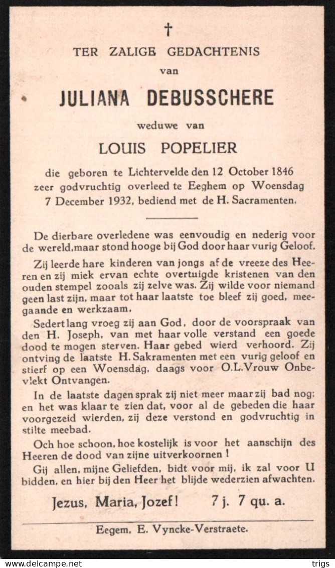 Juliana Debusschere (1846-1932) - Devotieprenten