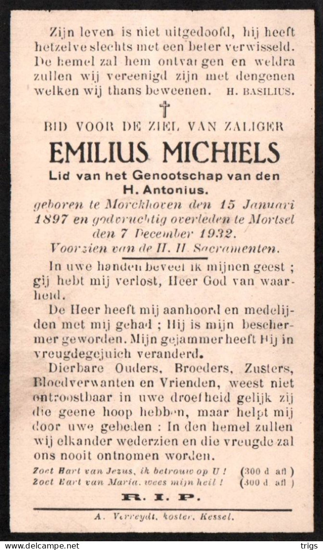 Emilius Michiels (1897-1932) - Devotieprenten