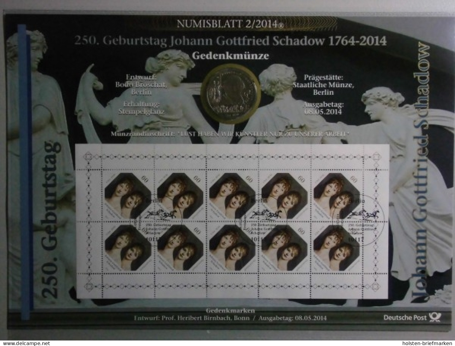 BRD, Numisblatt 2/2014, Johann Gottfried Schadow - Otros & Sin Clasificación