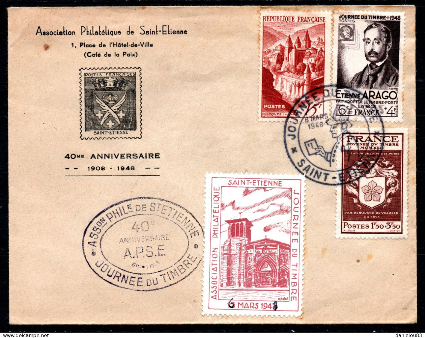 Lettre JOURNÉE DU TIMBRE Année 1948 - SAINT-ETIENNE ASPE - 1921-1960: Moderne