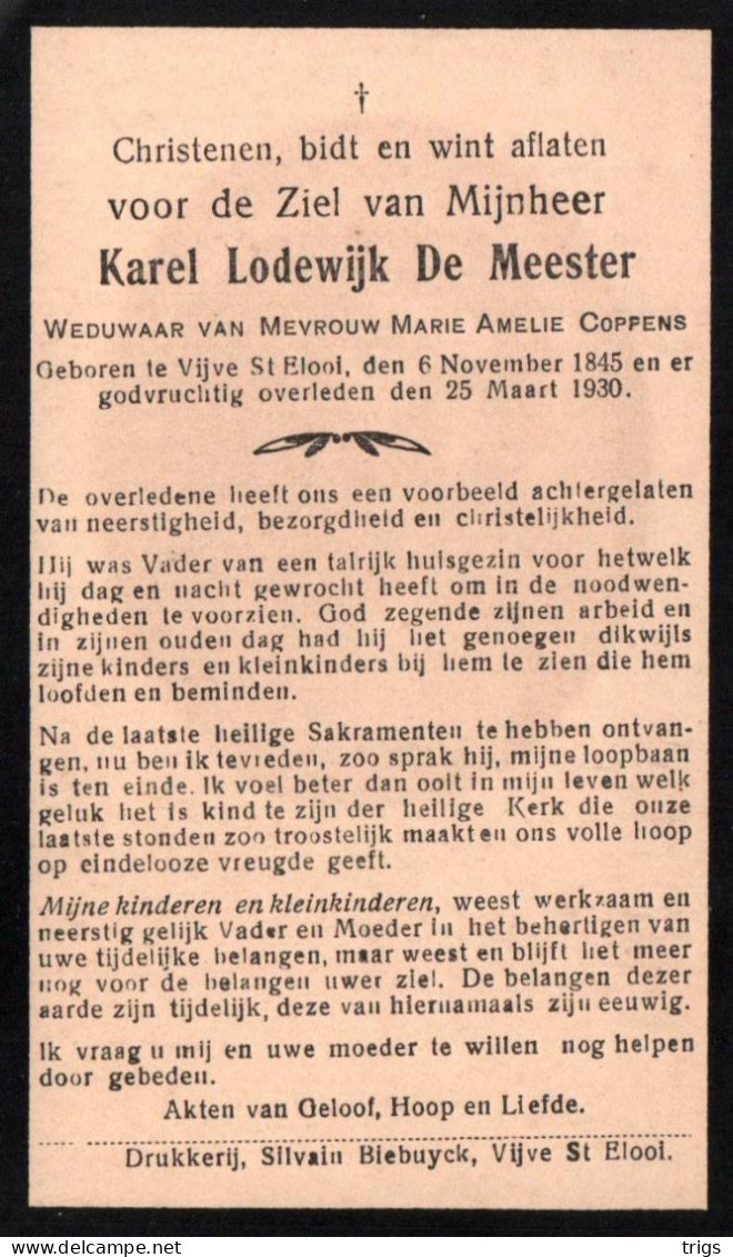 Karel Lodewijk De Meester (1845-1930) - Devotieprenten