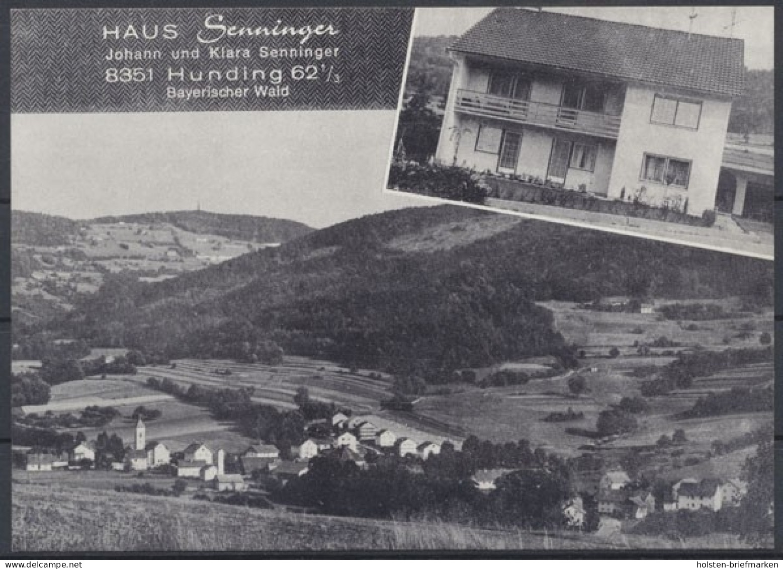 Hunding Bayerischer Wald, Werbekarte Für Haus Senniger - Advertising