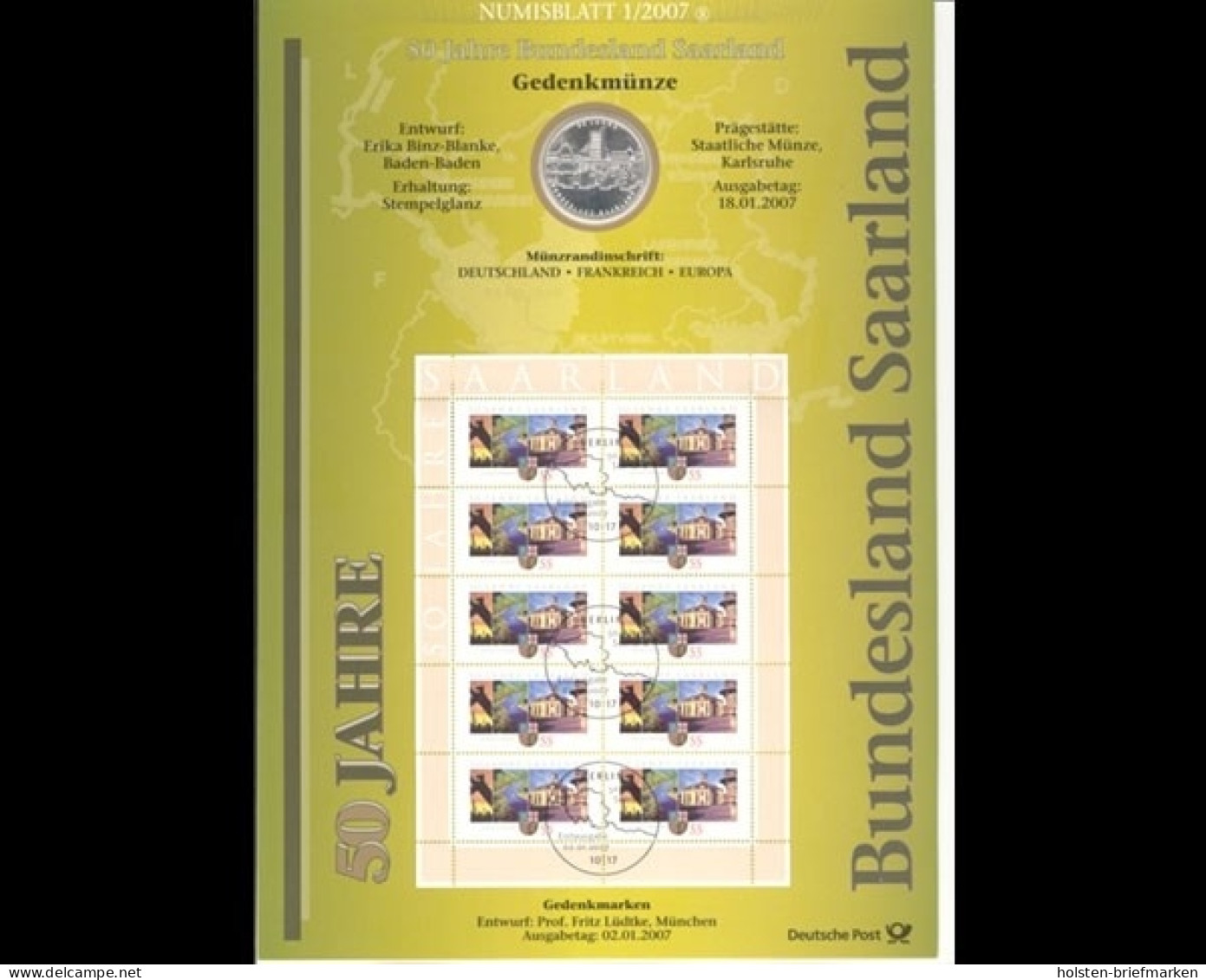 BRD, Numisblatt 1/2007, 50 Jahre Bundesland Saarland - Sonstige & Ohne Zuordnung