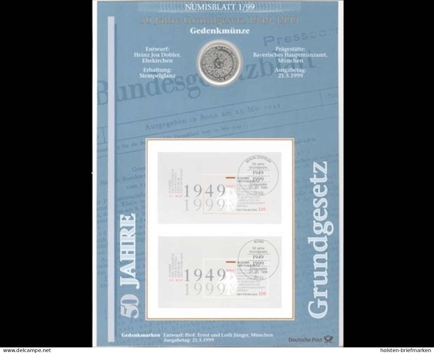 BRD, Numisblatt 1/1999, 50 Jahre Grundgesetz - Andere & Zonder Classificatie