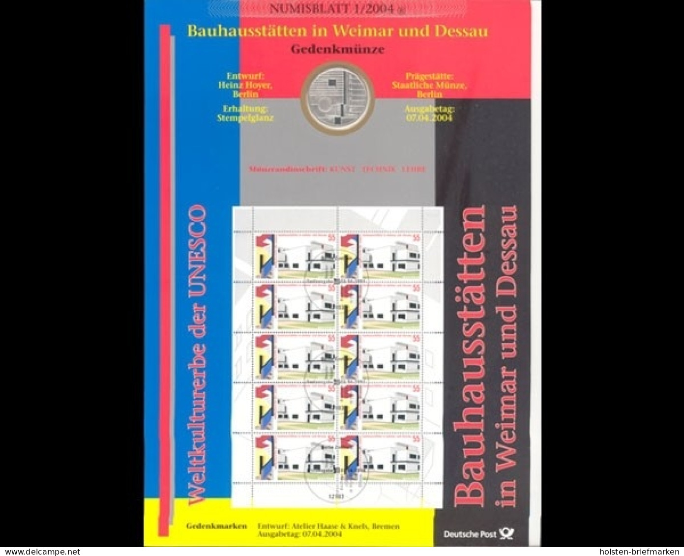 BRD, Numisblatt 1/2004, Bauhausstätten In Weimar Und Dessau - Sonstige & Ohne Zuordnung