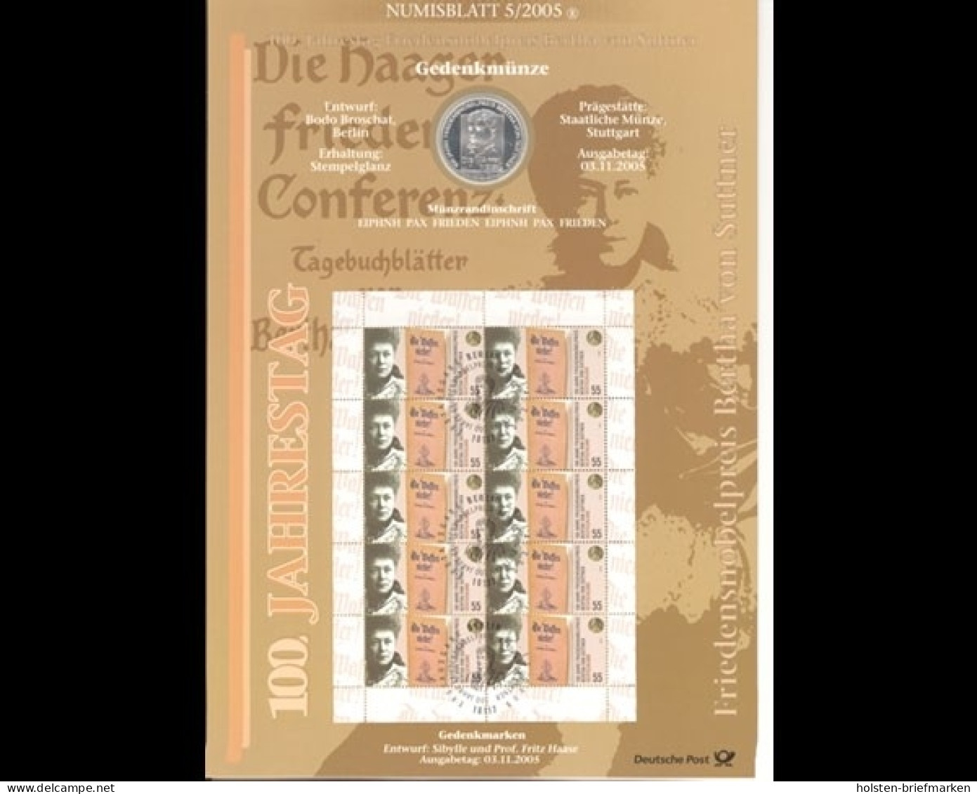 BRD, Numisblatt 5/2005, Fiedensnobelpreis Bertha Von Suttner - Altri & Non Classificati