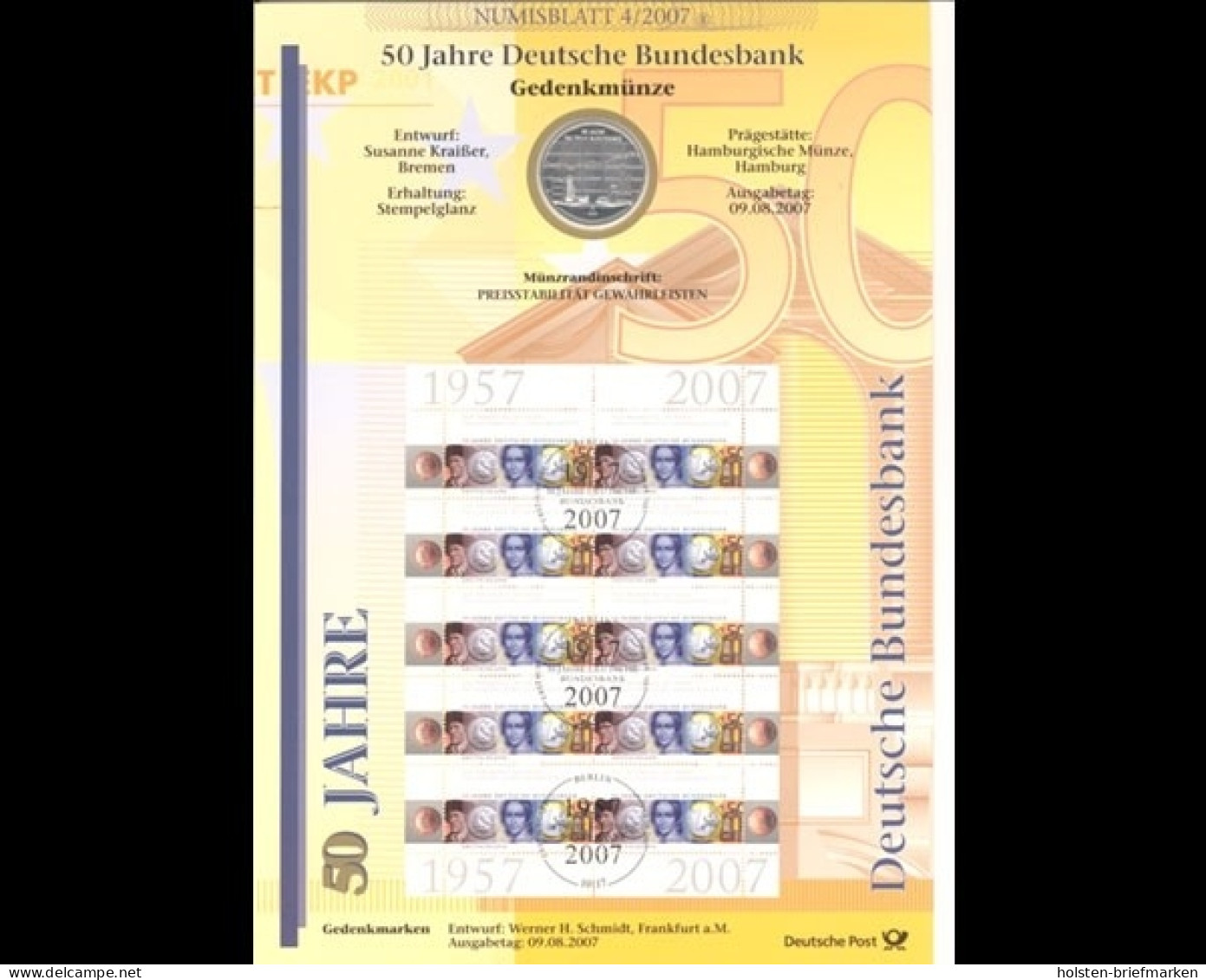 BRD, Numisblatt 4/2007, 50 Jahre Deutsche Bundesbank - Autres & Non Classés