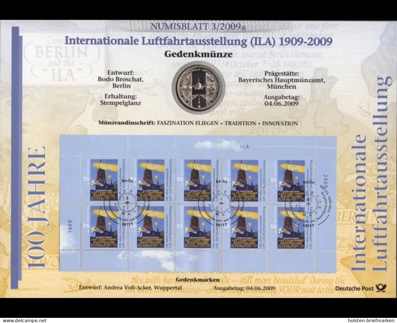 BRD, Numisblatt 3/2009, Int. Luftfahrtausstellung 1909-2009 - Autres & Non Classés