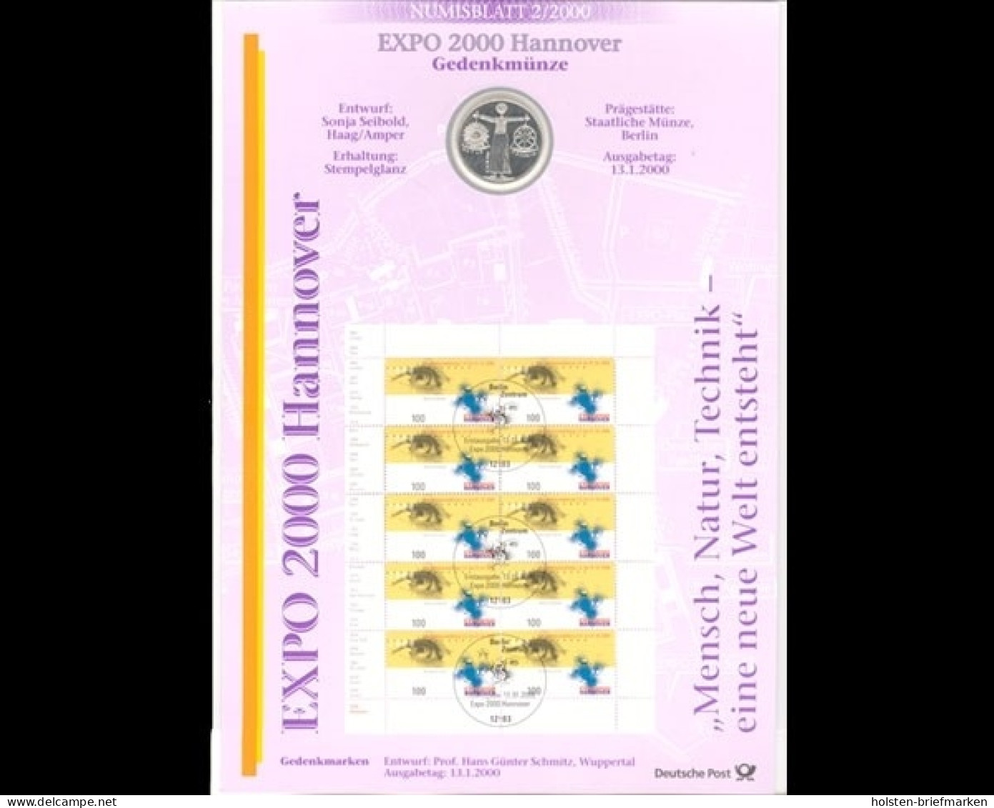 BRD, Numisblatt 2/2000, EXPO 2000 Hannover - Other & Unclassified