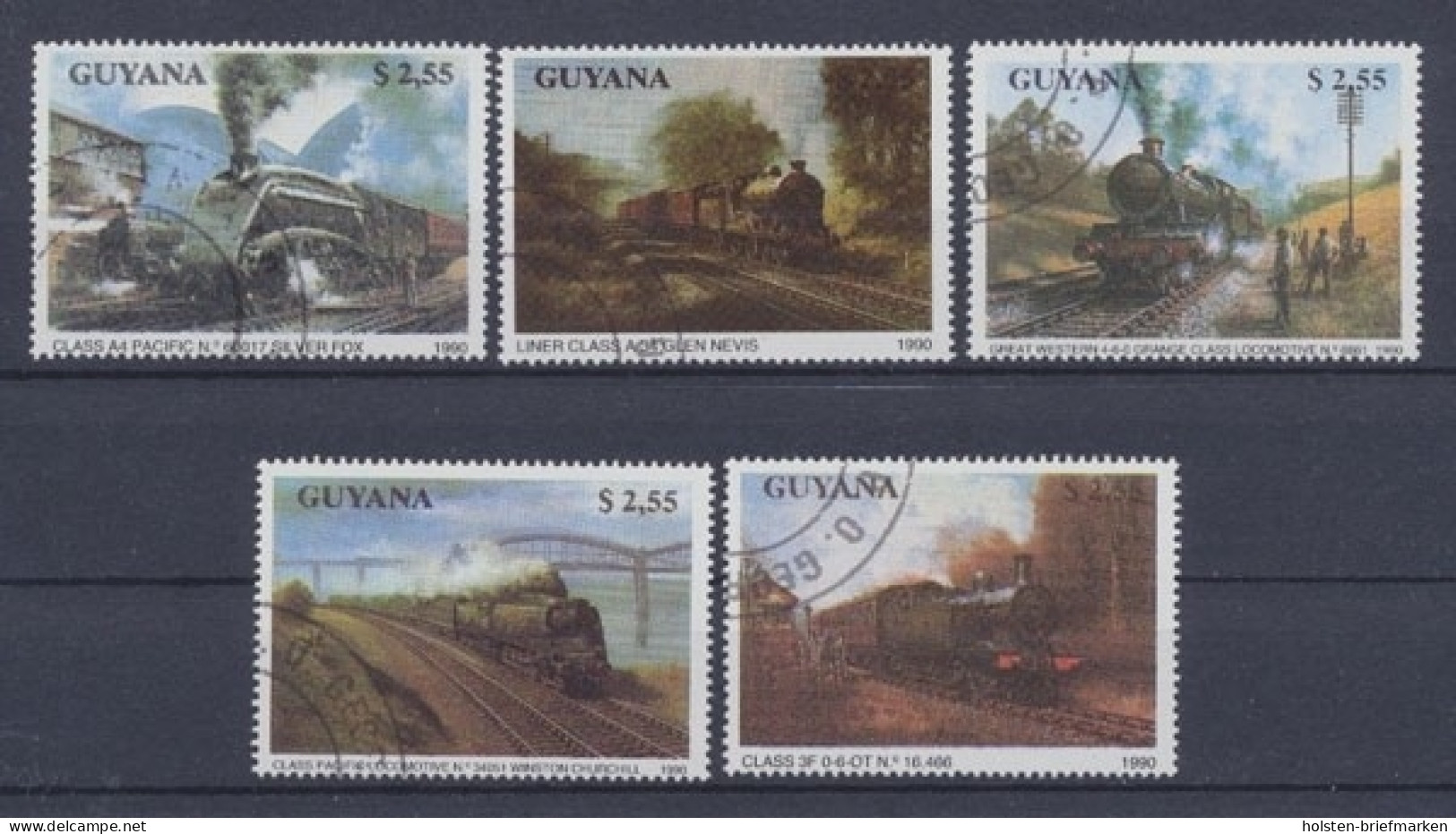 Guyana, Eisenbahn, MiNr. 3170-3174, Gestempelt - Guyane (1966-...)