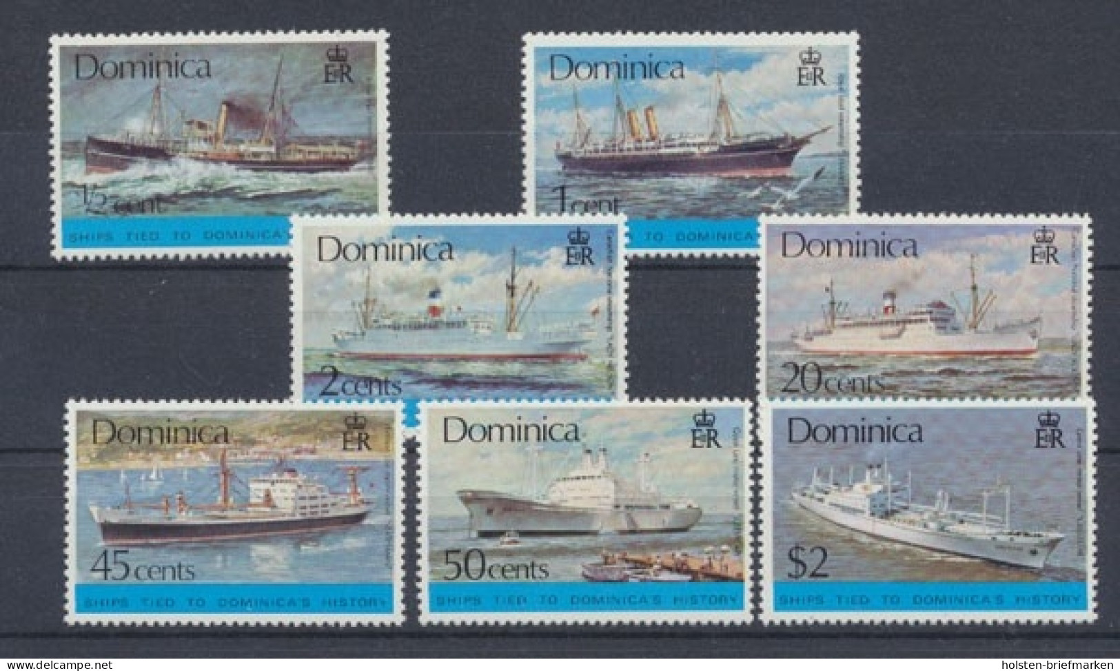 Dominica, Schiffe, MiNr. 437-443, Postfrisch - Dominica (1978-...)