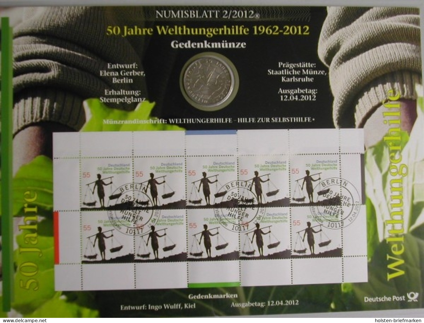 BRD, Numisblatt 2/2012, 50 Jahre Welthungerhilfe - Other & Unclassified