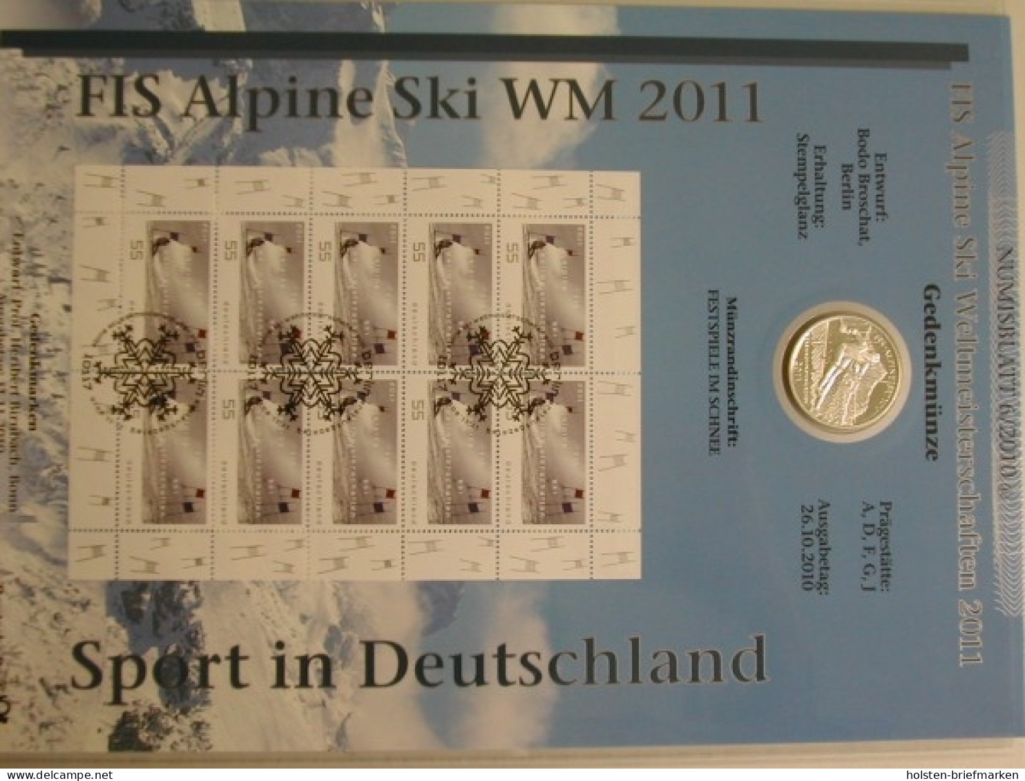 BRD, Numisblatt 6/2010, FIS Alpin Ski WM - Autres & Non Classés