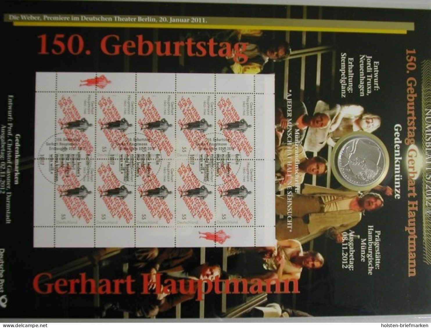 BRD, Numisblatt 5/2012, 150. Geb. Gerhart Hauptmann - Autres & Non Classés