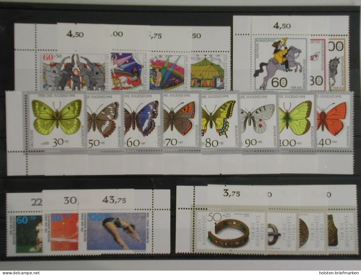 Deutschland (BRD) 5 Postfrische Zuschlagssätze, Eckränder - Unused Stamps