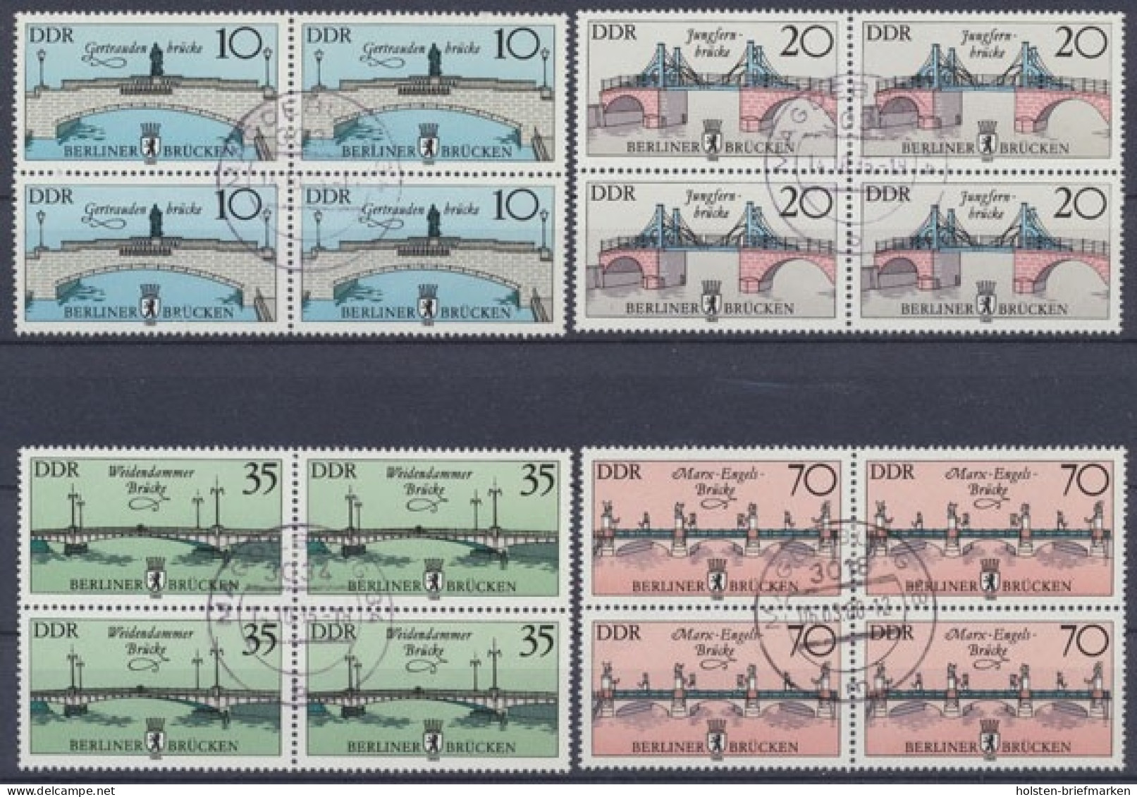 DDR, MiNr. 2972-2975 I, Viererblöcke, Gestempelt - Oblitérés