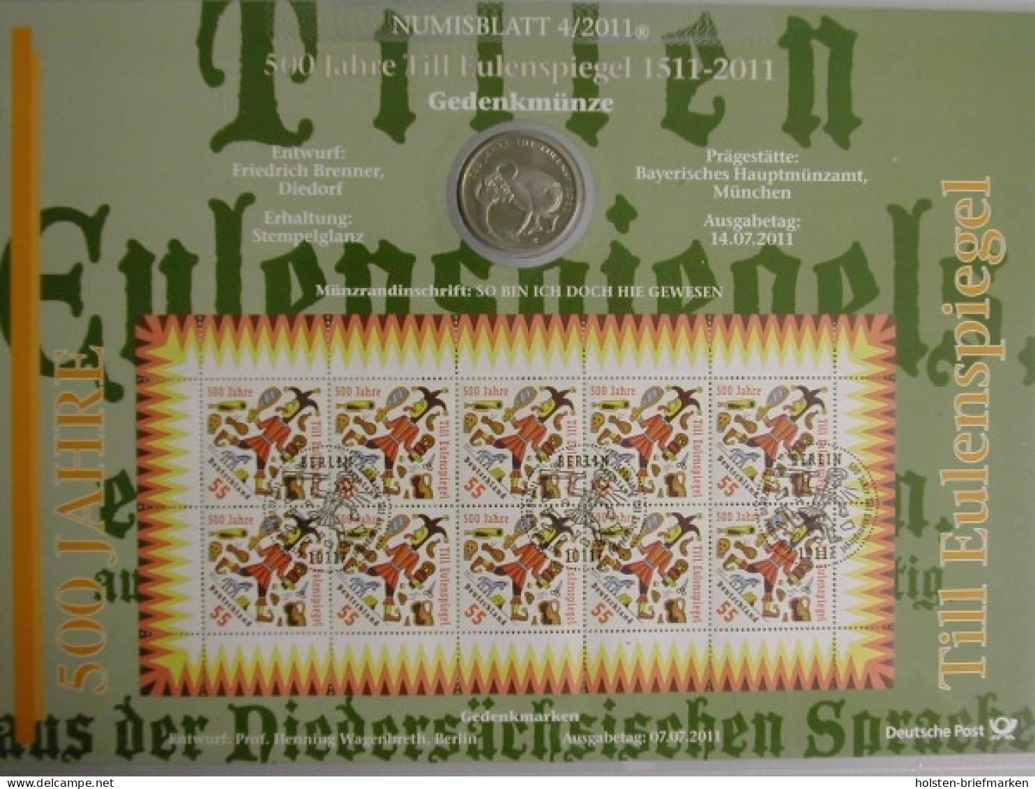 BRD Numisblätter, kompletter Jahrgang 2011