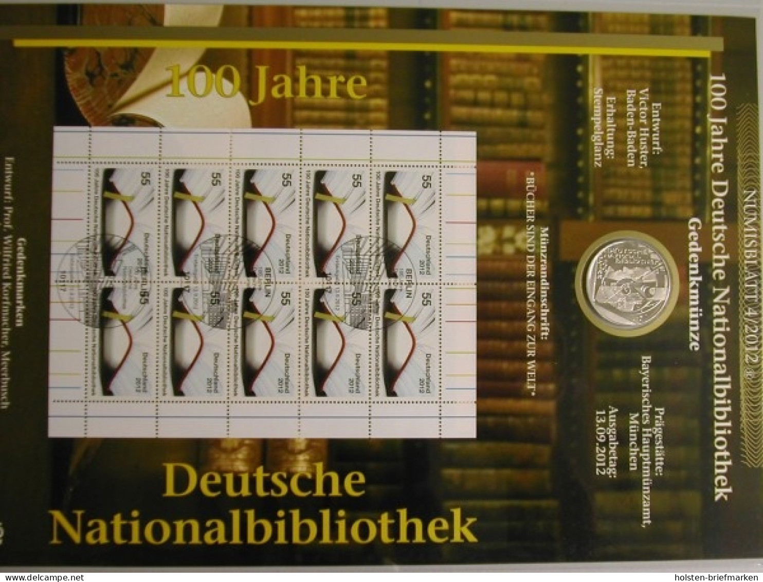 BRD, Numisblatt 4/2012, 100 Jahre Deutsche Nationalbibliothek - Altri & Non Classificati