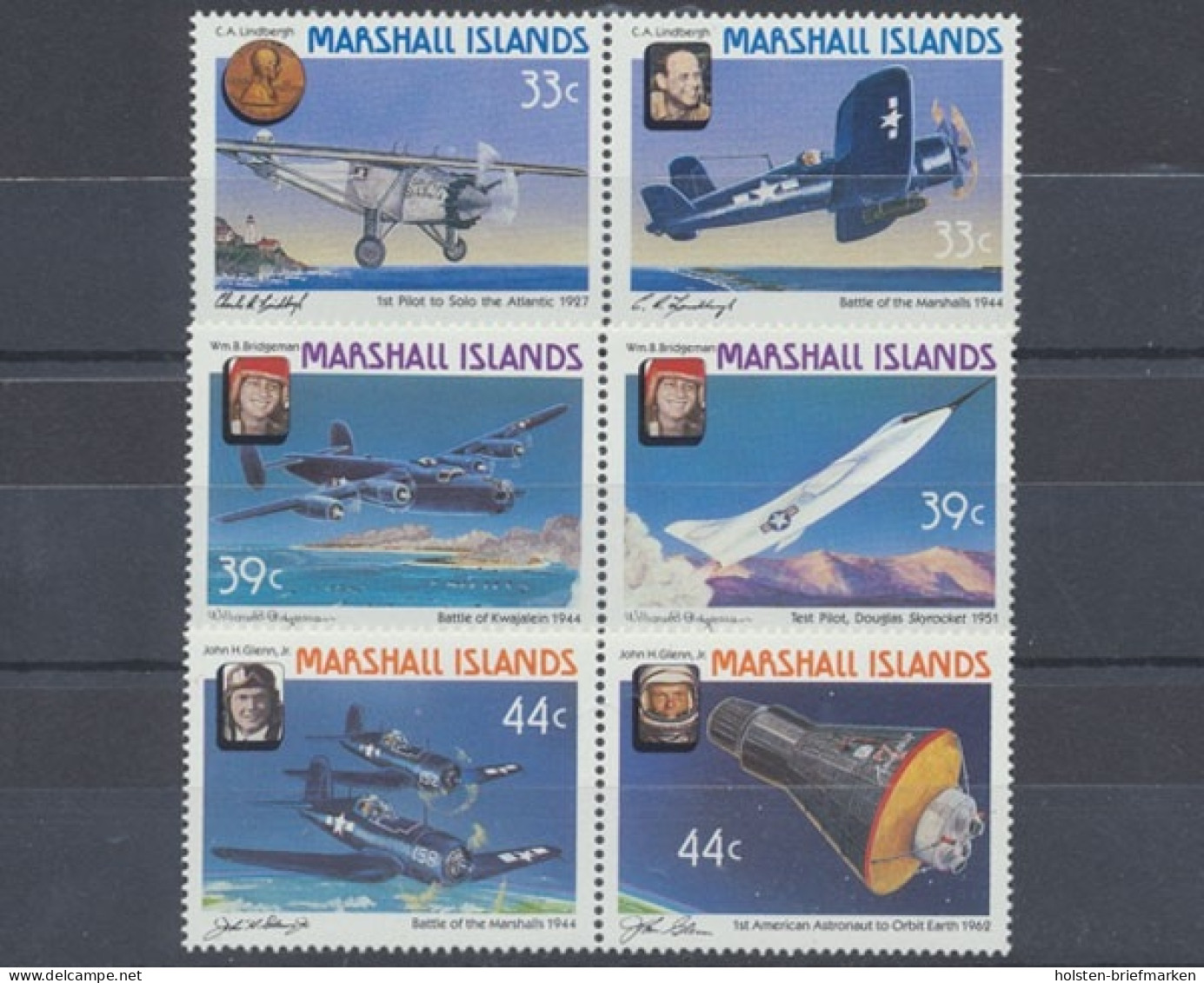 Marshall-Inseln, Flugzeuge, MiNr. 113-118 Paare, Postfrisch - Marshall Islands