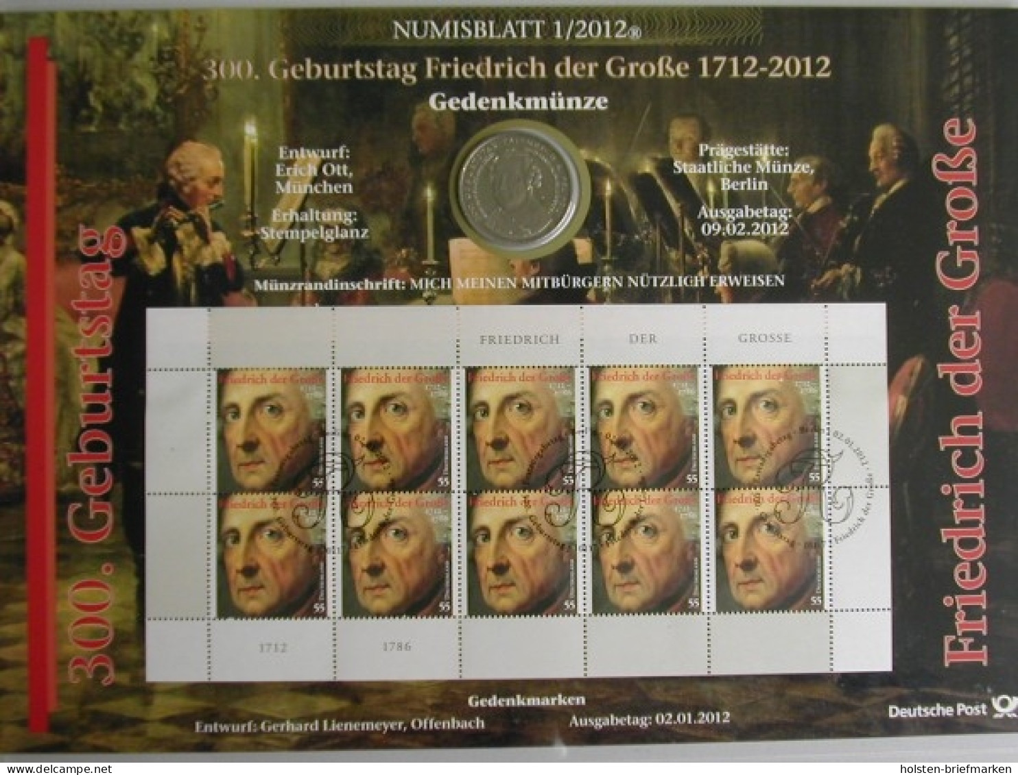 BRD, Numisblatt 1/2012. 300. Geb. Friedrich Der Große - Sonstige & Ohne Zuordnung